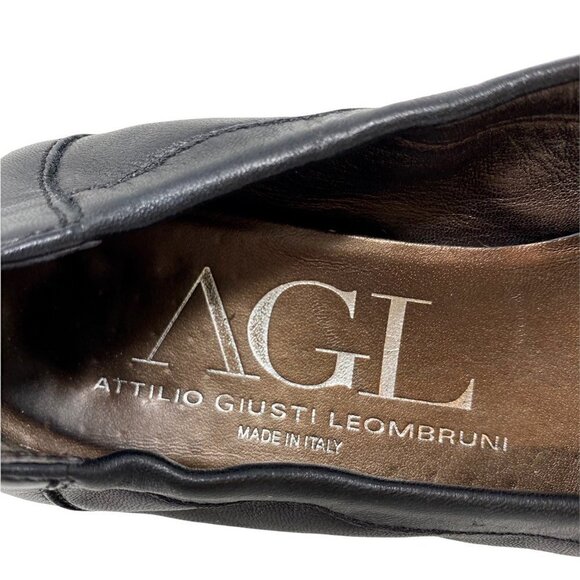 AGL Womens Icon Ballet Flat Shoes Black Leather Buckle Round Toe Italy 8 EUR 38 - Picture 9 of 9
